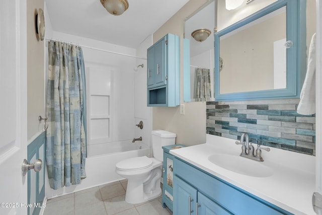 1126 Ccc Rd, Sneads Ferry, NC 28460 - full bathroom featuring tile patterned floors, vanity, backsplash, toilet, and shower / bath combo