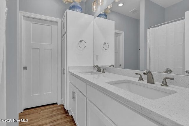 1788 New River Inlet Rd, North Topsail Beach, NC 28460 - bathroom with double vanity and wood finished floors