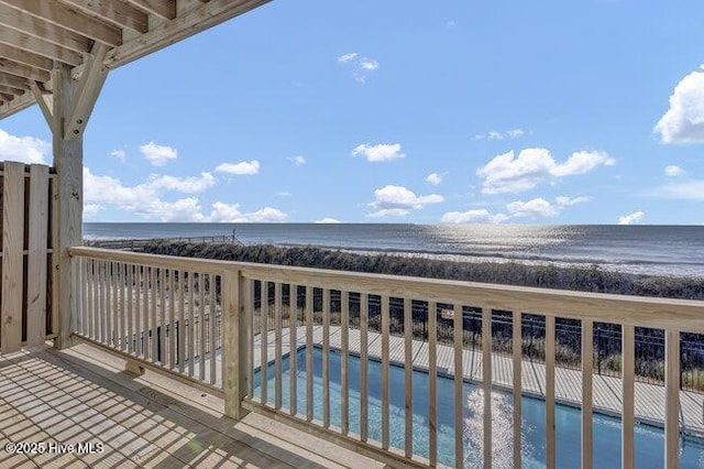1788 New River Inlet Rd, North Topsail Beach, NC 28460 - balcony with view of water and beach and view of pool