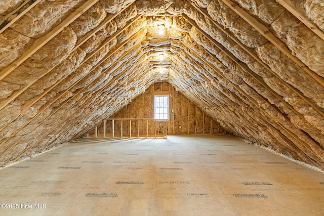 view of unfinished attic