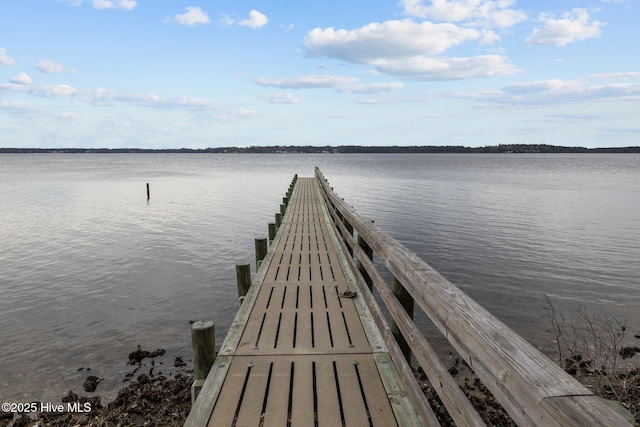 view of dock featuring a water view