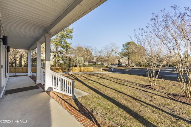 view of yard with a porch