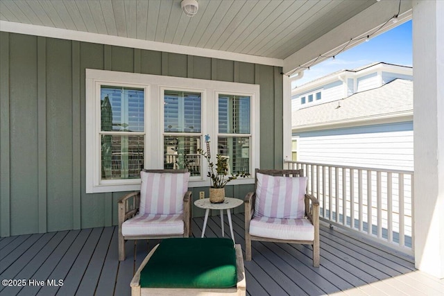 wooden terrace featuring french doors