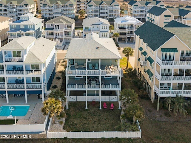 bird's eye view with a residential view