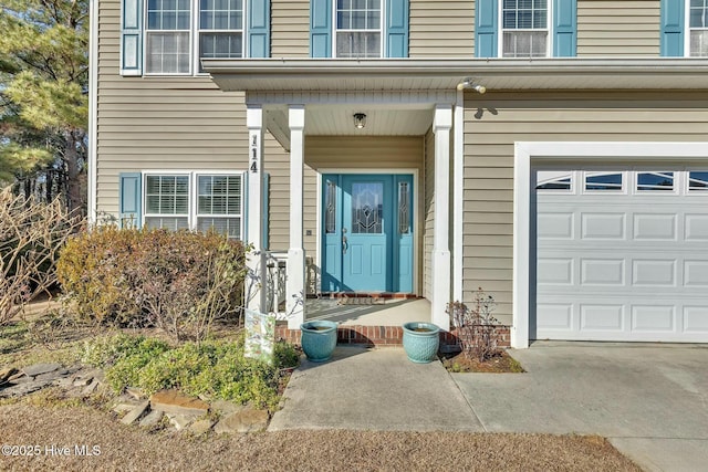 property entrance featuring a garage