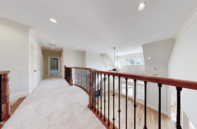 hallway with ornamental molding