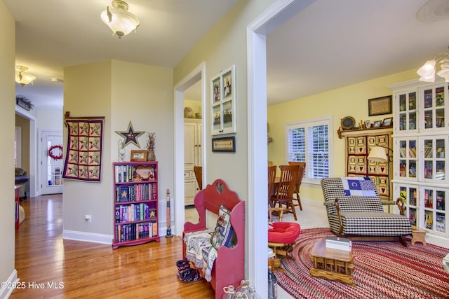 sitting room featuring light wood-type flooring