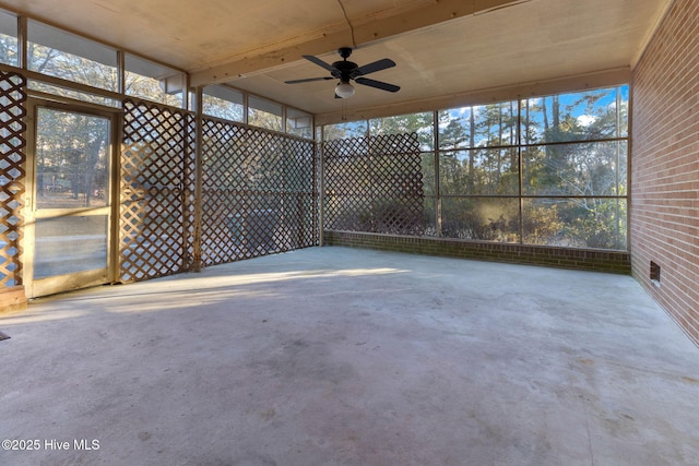 view of unfurnished sunroom