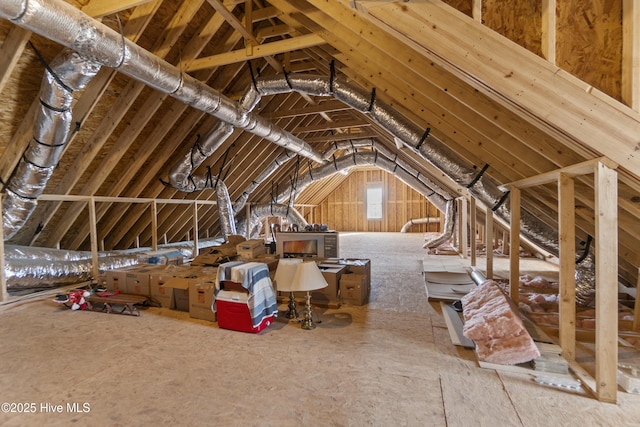 view of unfinished attic