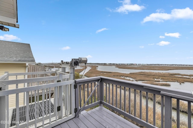 deck with a water view