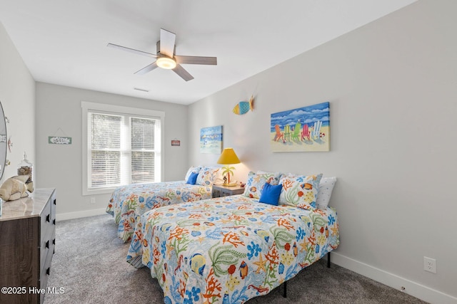 bedroom with carpet floors and ceiling fan