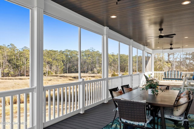 sunroom / solarium featuring wooden ceiling