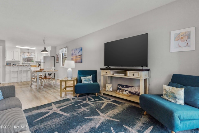 living room with hardwood / wood-style flooring