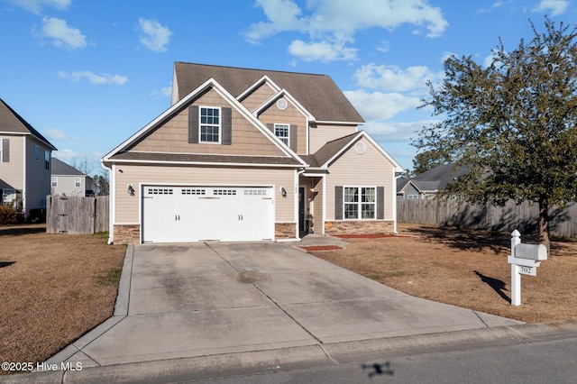 craftsman-style house with a garage and a front yard