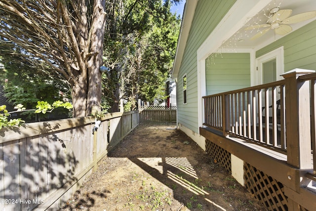 view of home's exterior with ceiling fan