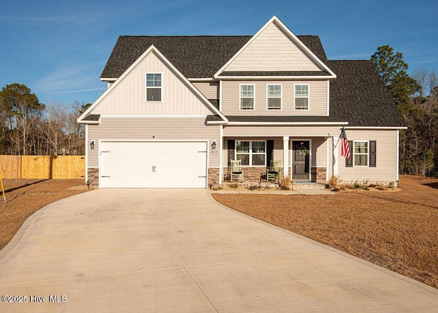 craftsman-style house featuring covered porch