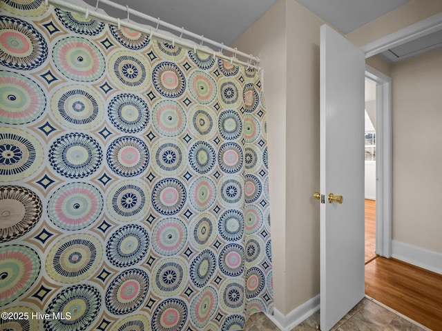 bathroom featuring hardwood / wood-style floors