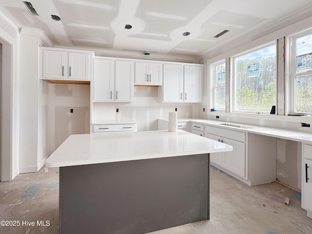 kitchen featuring white cabinets and a kitchen island