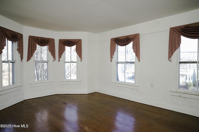 unfurnished room featuring dark wood-type flooring