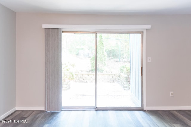 entryway with wood-type flooring