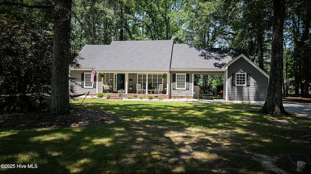 view of front of home with a front yard