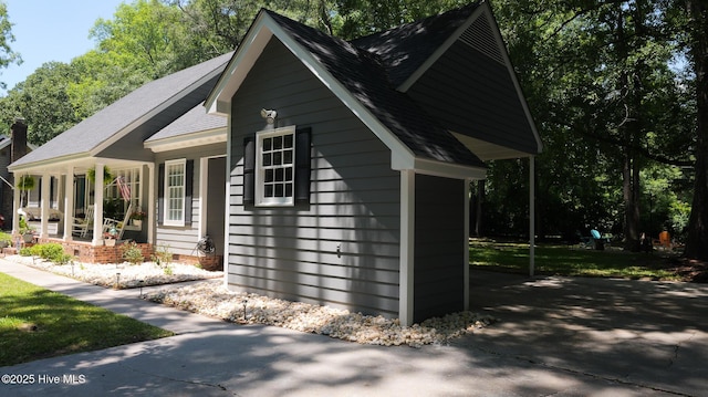 view of home's exterior with a porch