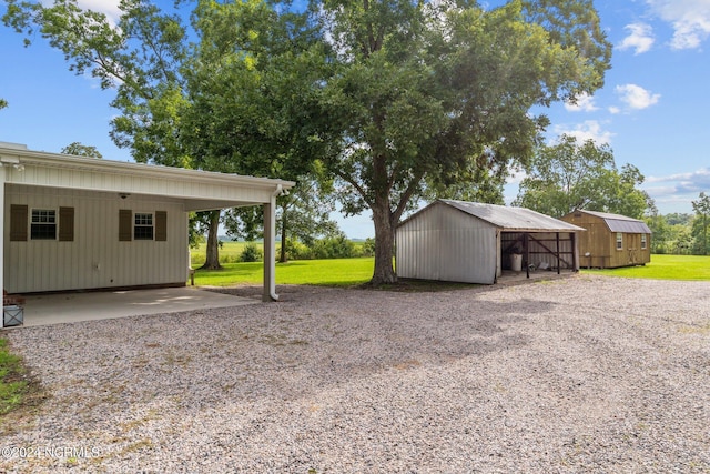 exterior space with a storage unit