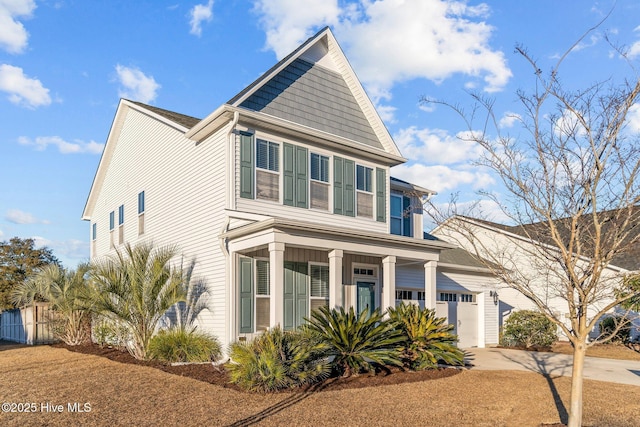 view of front of property with a garage