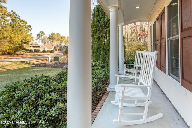 view of patio featuring covered porch