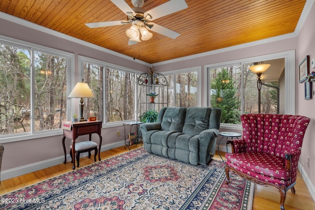 sunroom / solarium with wood ceiling and a wealth of natural light