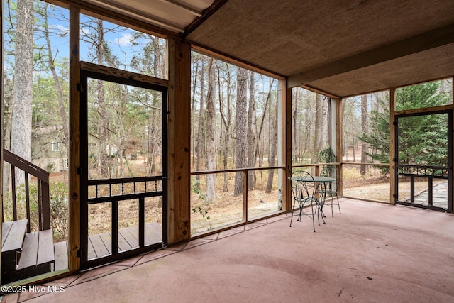 view of unfurnished sunroom