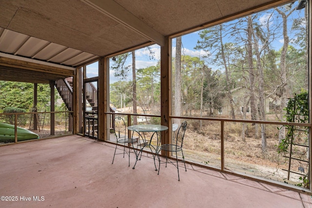 view of unfurnished sunroom