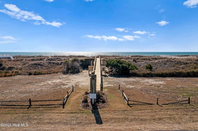 view of yard with a water view