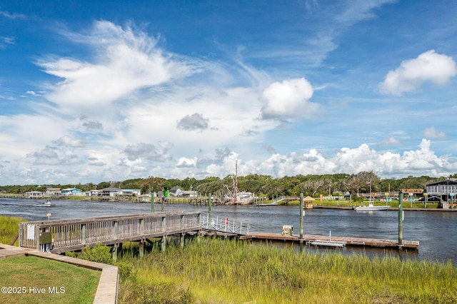 view of dock featuring a water view