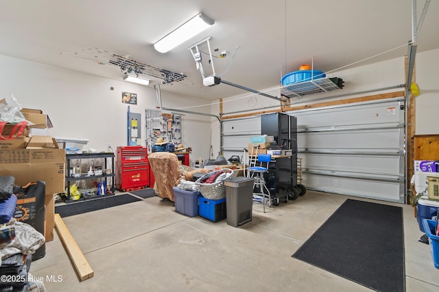 garage with a garage door opener