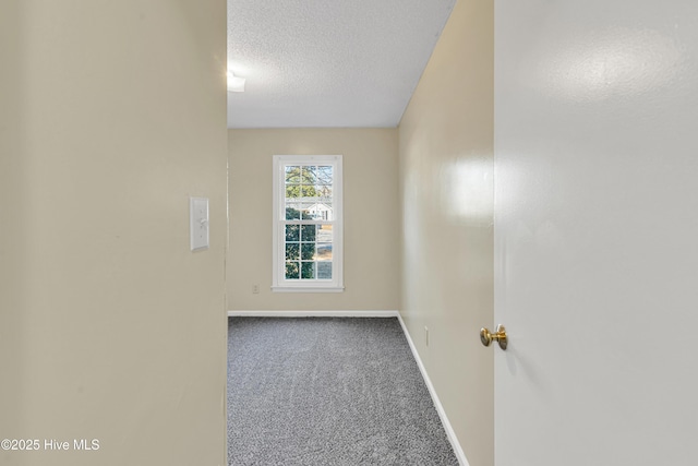 spare room featuring carpet floors and a textured ceiling