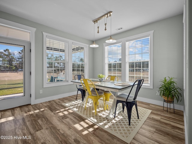 dining area featuring hardwood / wood-style floors