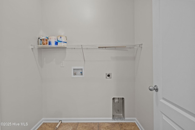 laundry room featuring washer hookup, tile patterned flooring, and electric dryer hookup