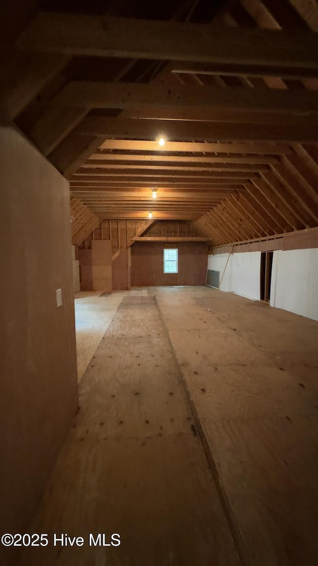 view of unfinished attic