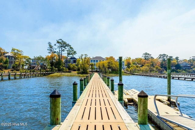 dock area featuring a water view