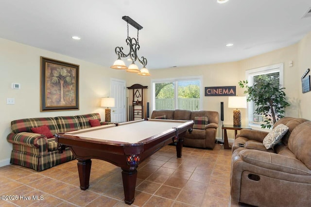 playroom with pool table