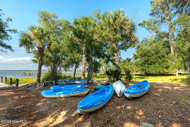 exterior space featuring a water view