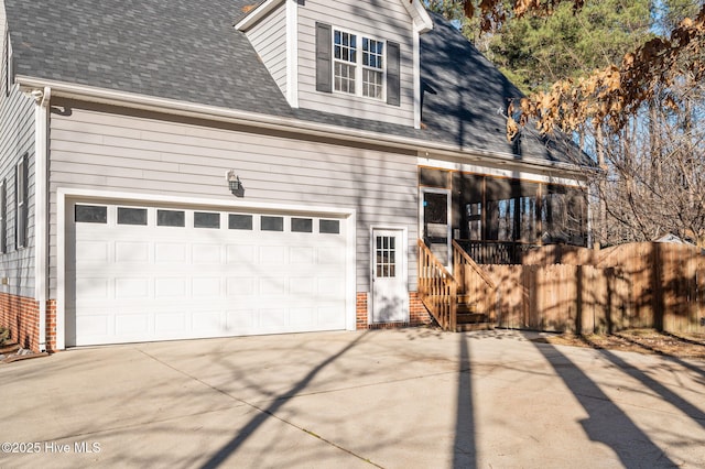 exterior space featuring a garage