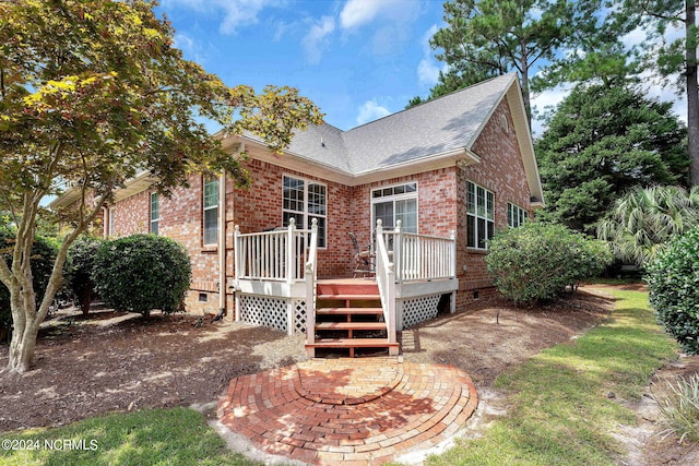 view of front of property with a deck