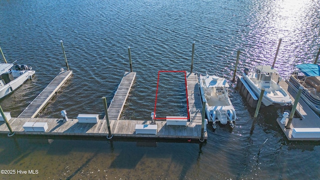 view of dock featuring a water view