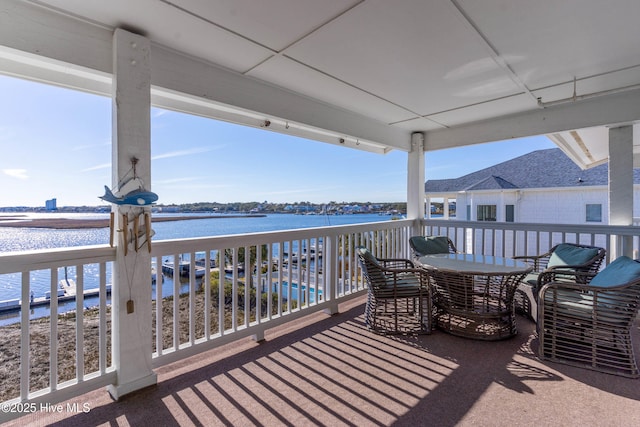 balcony with a water view