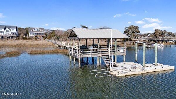 view of dock featuring a water view