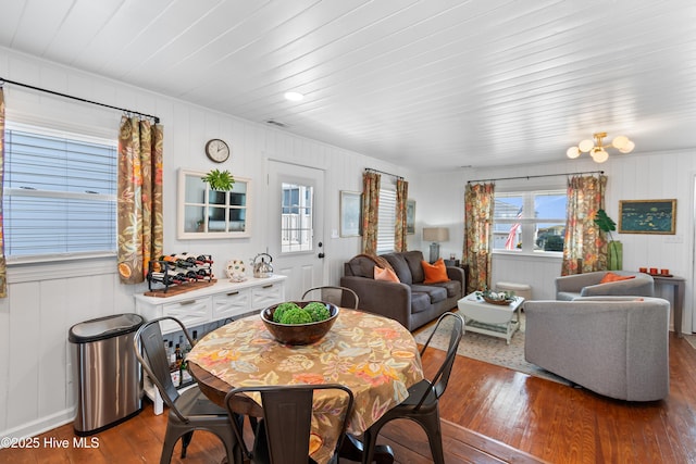 dining room with a wealth of natural light and hardwood / wood-style floors