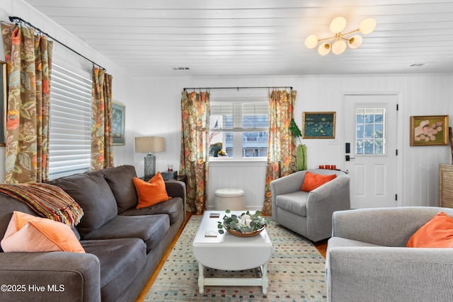 living room featuring light wood-type flooring