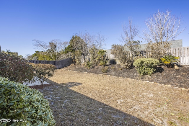 view of yard featuring a fenced backyard